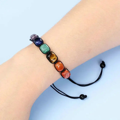Pulsera 7 chakras tejida A Mano - Negro