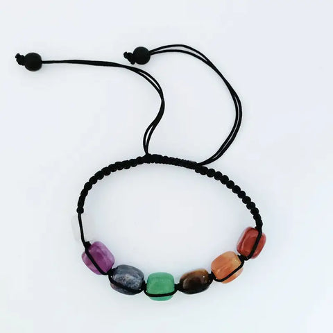 Pulsera 7 chakras tejida A Mano - Negro