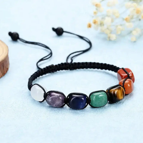Pulsera 7 chakras tejida A Mano - Negro