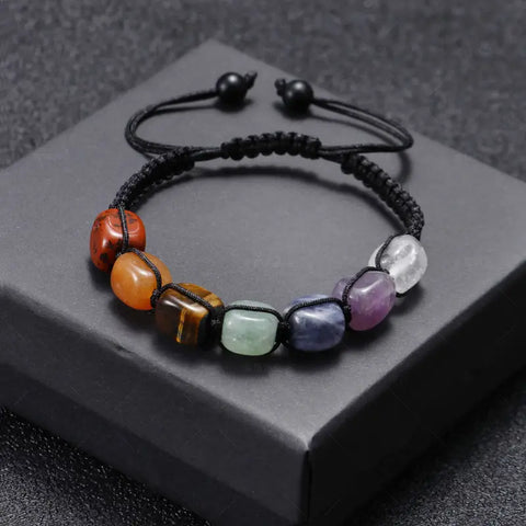 Pulsera 7 chakras tejida A Mano - Negro