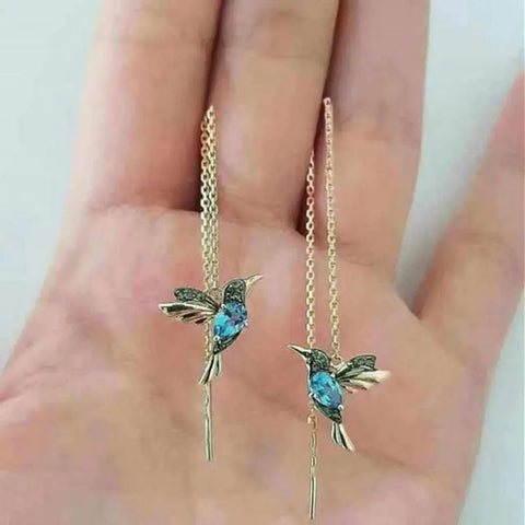 Aretes Colgantes de Colibrí Brillantes