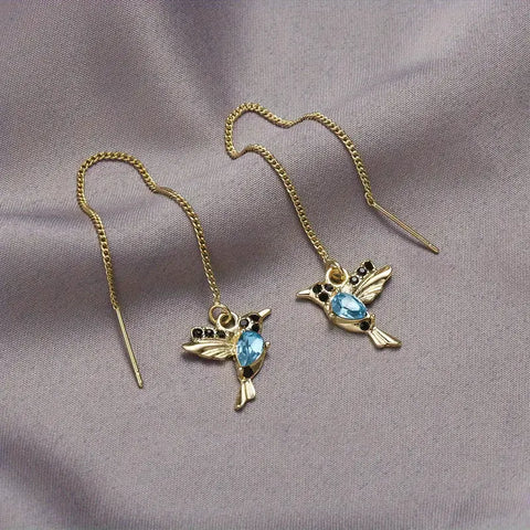 Aretes Colgantes de Colibrí Brillantes