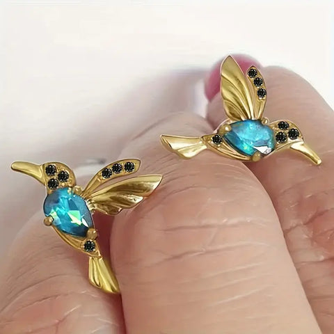 Aretes Colgantes de Colibrí Brillantes