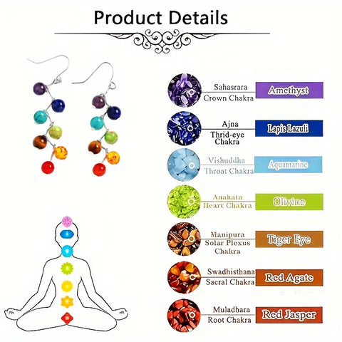 Aretes de Piedra Natural 7 chakras