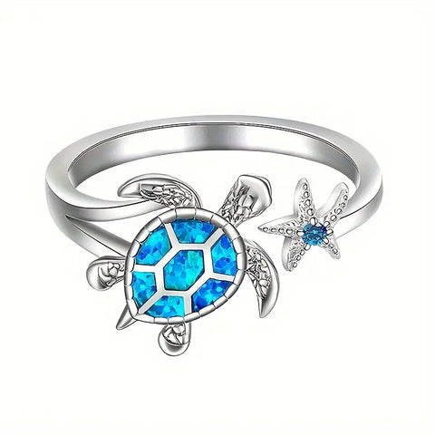 Anillo tortuga y estrella de mar