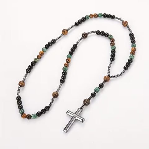 Collar de cruz de ágata