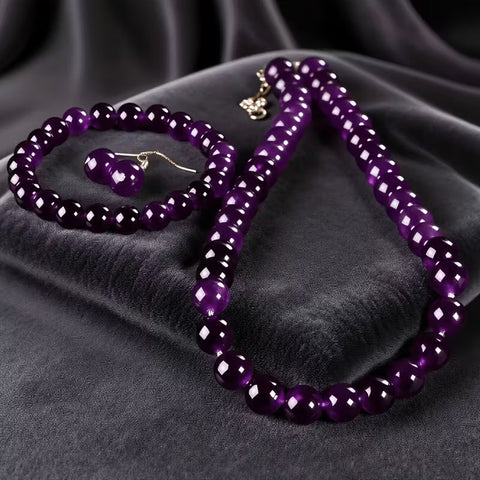 Set collar y pulsera y aretes amatista