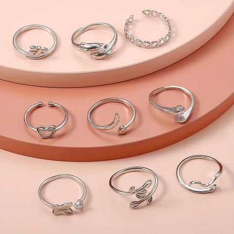 Conjunto De 9 Anillos ajustables para Pie