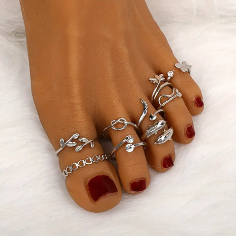 Conjunto De 9 Anillos ajustables para Pie