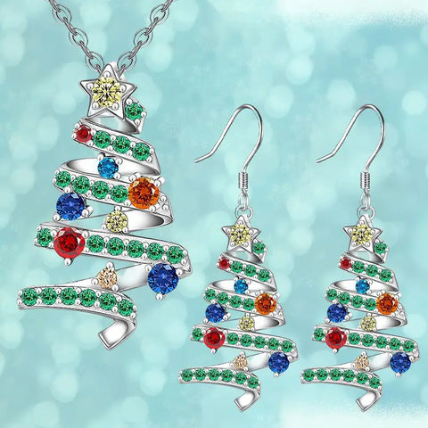 Juego de Collar y Aretes Árbol de Navidad