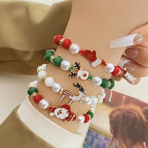 Juego de Pulseras con dije Navideño *4