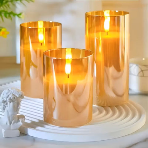 Set de 3 Velas LED con efecto de llama parpadeante